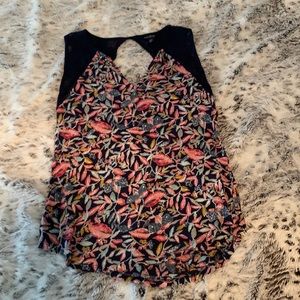 Lucky brand XS navy blue floral print tank top.
